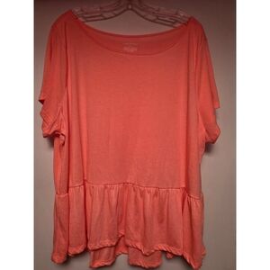 🌈3 For 12$ Lane Bryant Vibrant Coral Short Sleeve Top